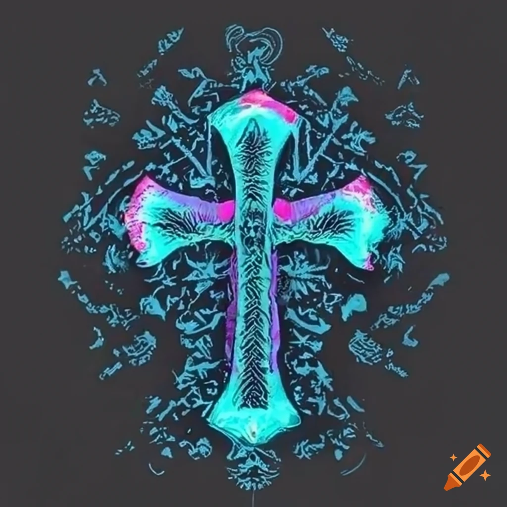 Wired design of a christian cross t-shirt