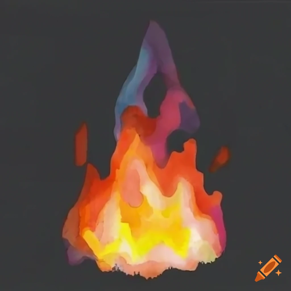 watercolor painting of a blurry campfire