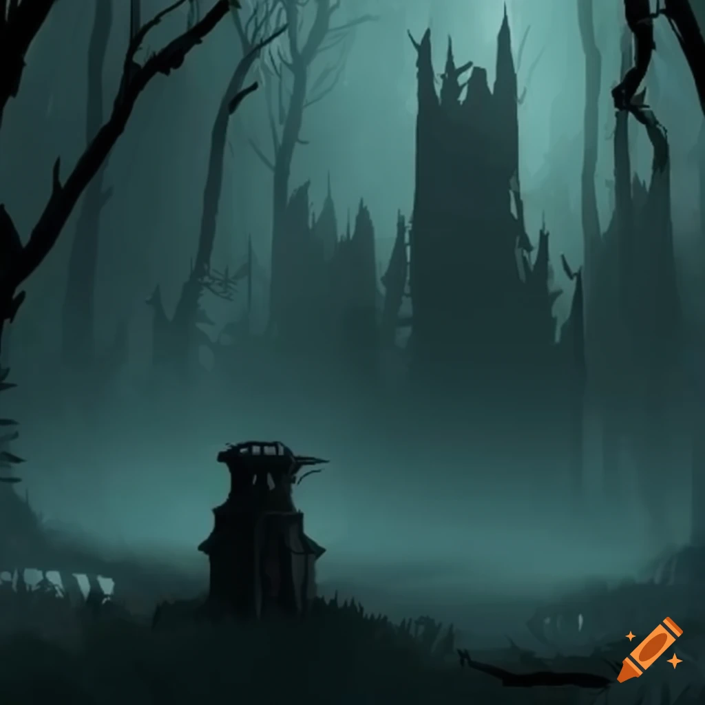 dark woods in a video game world