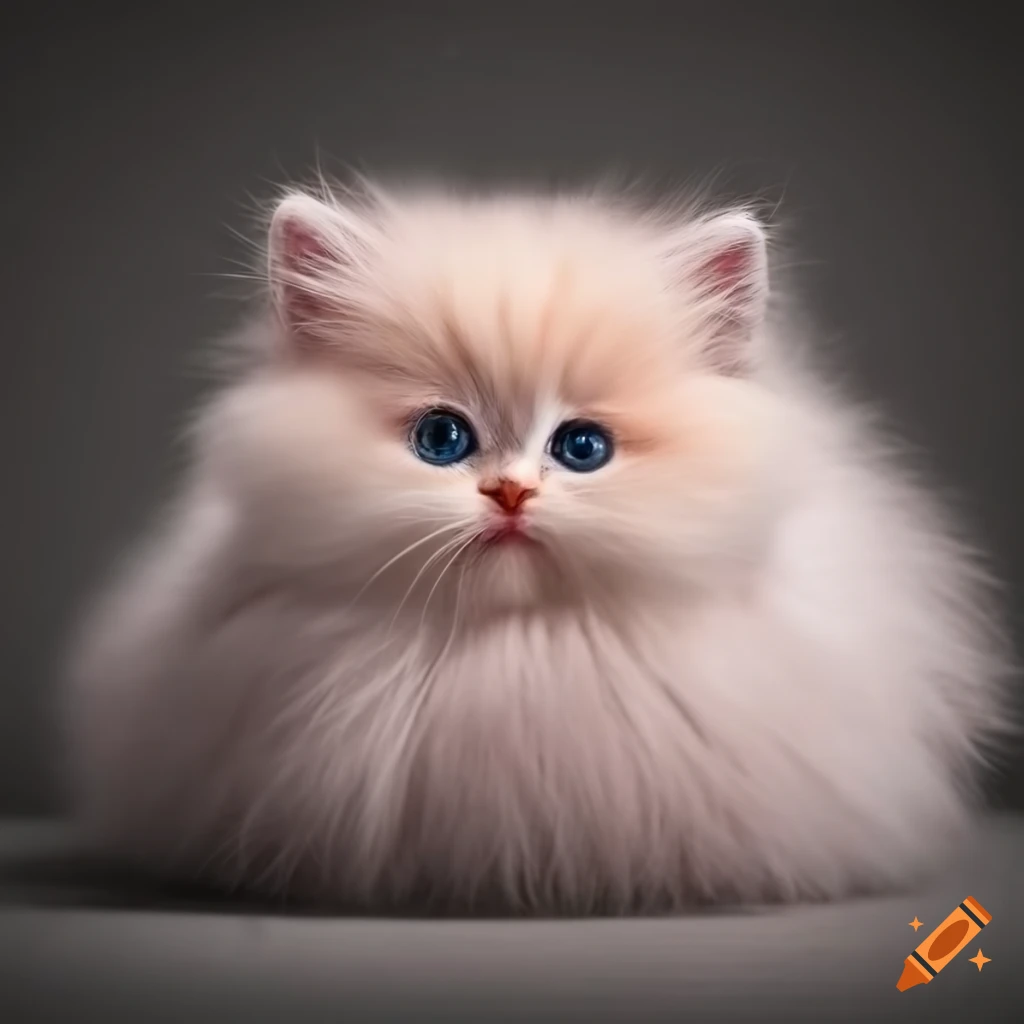 fluffy pastel drawing of an Angora kitten