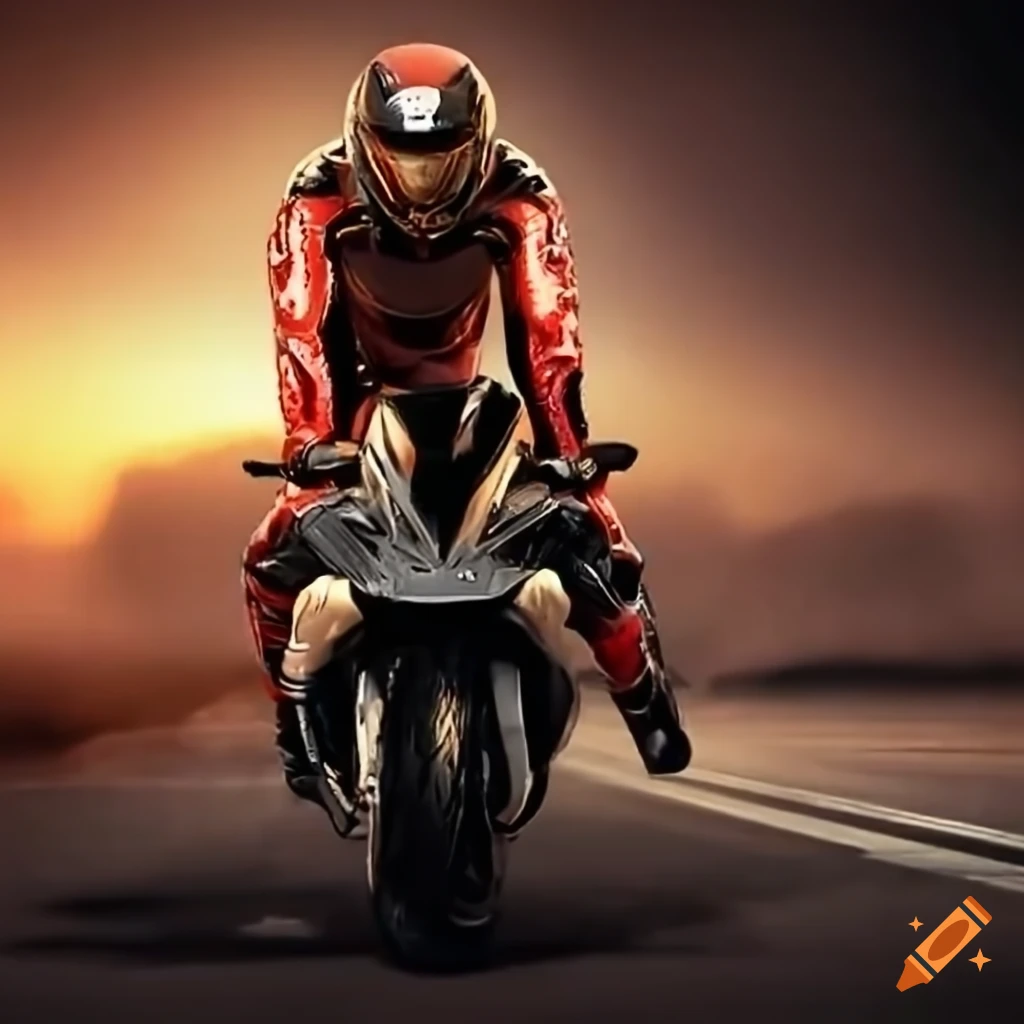 Portrait Of A Handsome Motorcycle Rider On Craiyon