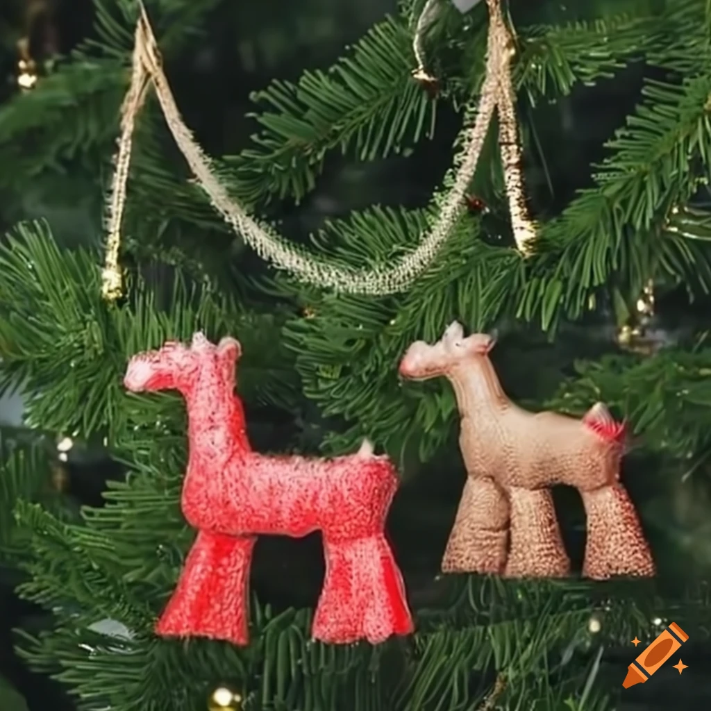 festive Christmas tree with camel-shaped ornaments