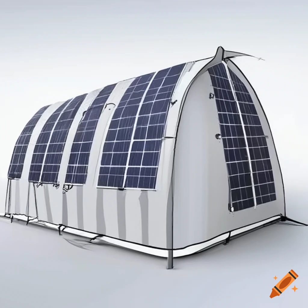 tent with flexible solar panels on Craiyon