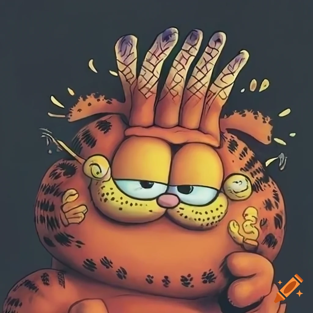 Garfield depicted in studio ghibli style anime animation cel on Craiyon