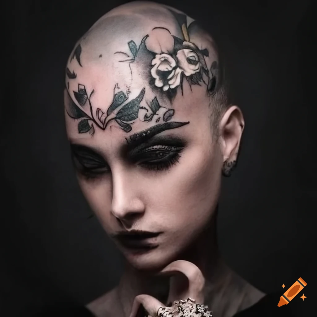 iconic tattoo style image of female face with crown of flowers 12090593  Vector Art at Vecteezy