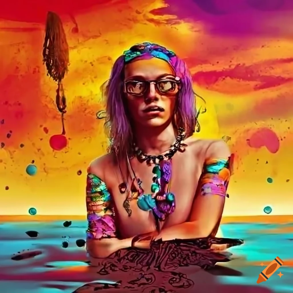 Vibrant Depiction Of 60s And 70s Hippie Culture