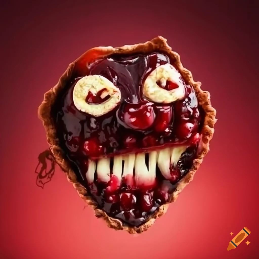 cherry pie with a devil face