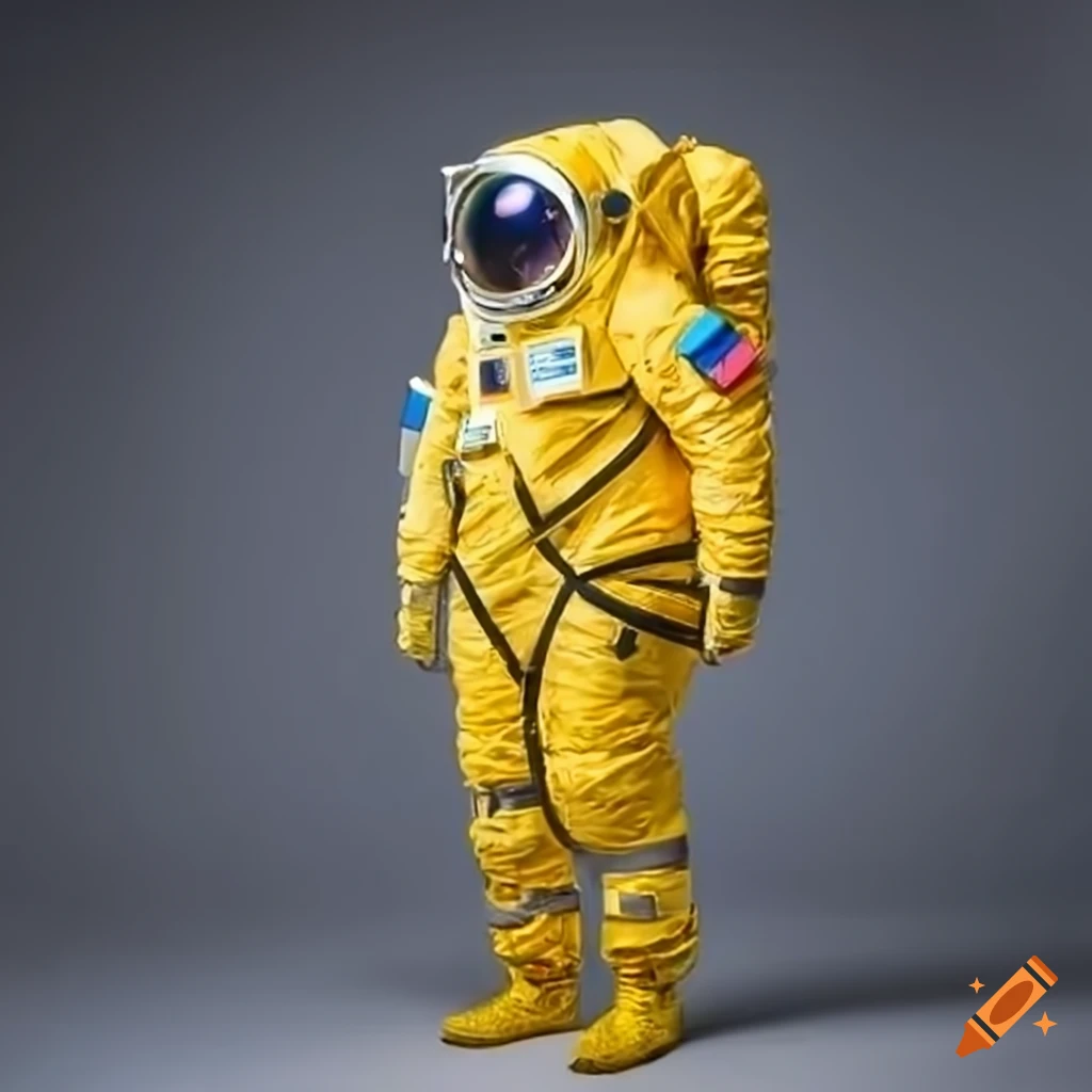 Two men in pale orange retro space suits on Craiyon