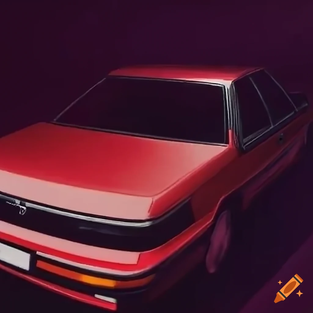 retro Japanese animation of a 1988 Toyota Camry