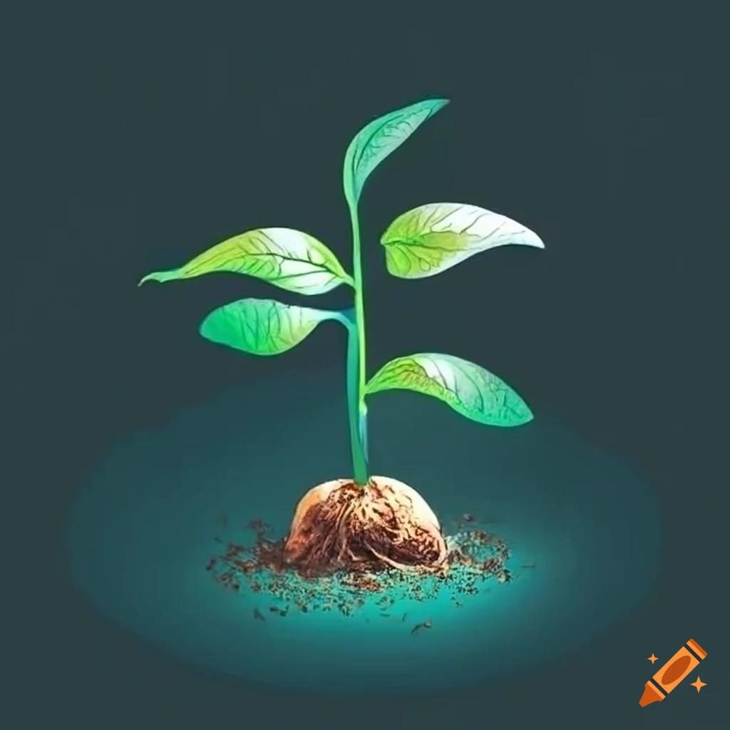 drawing of a plant sprouting from a seed