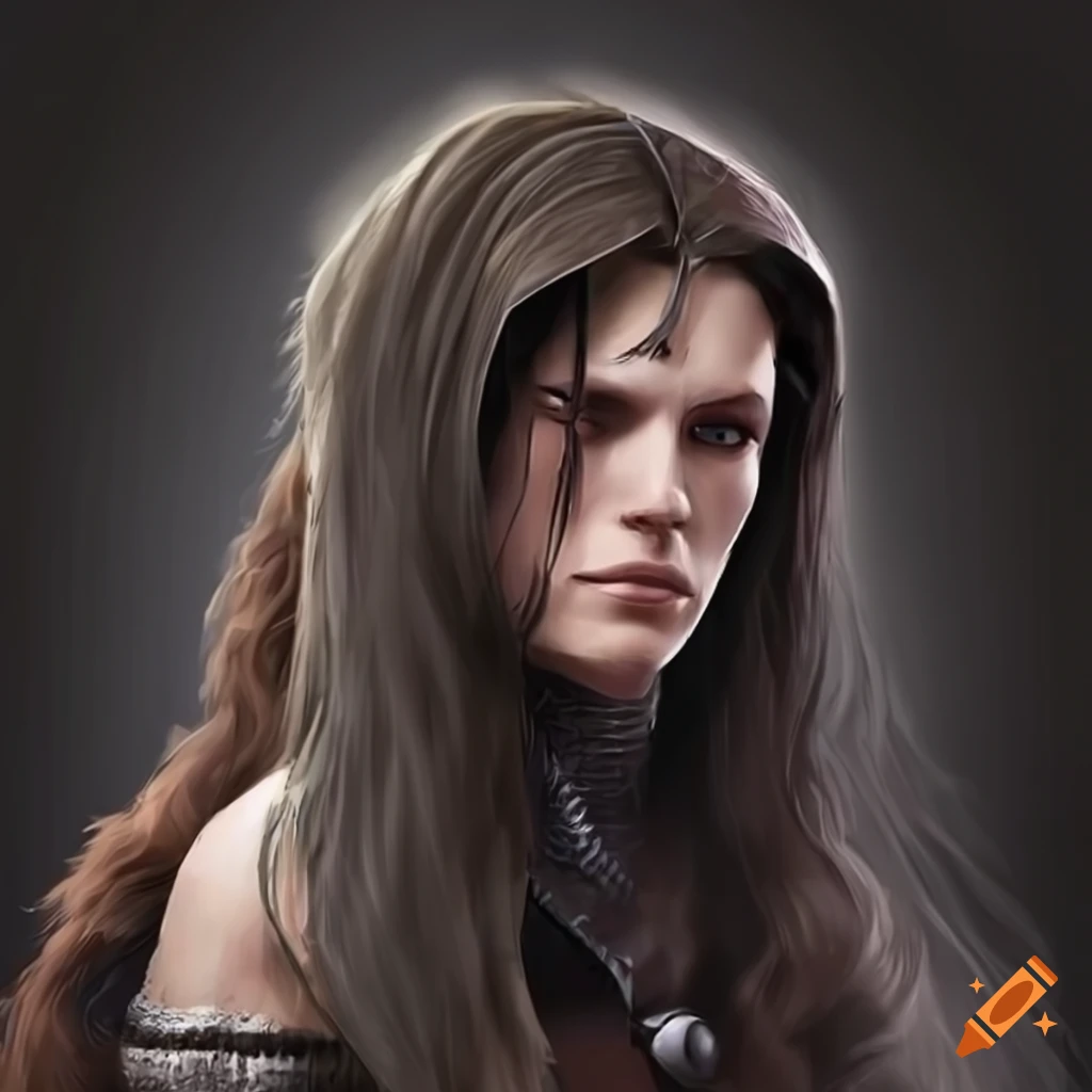 Image of a medieval hunter with long dark hair