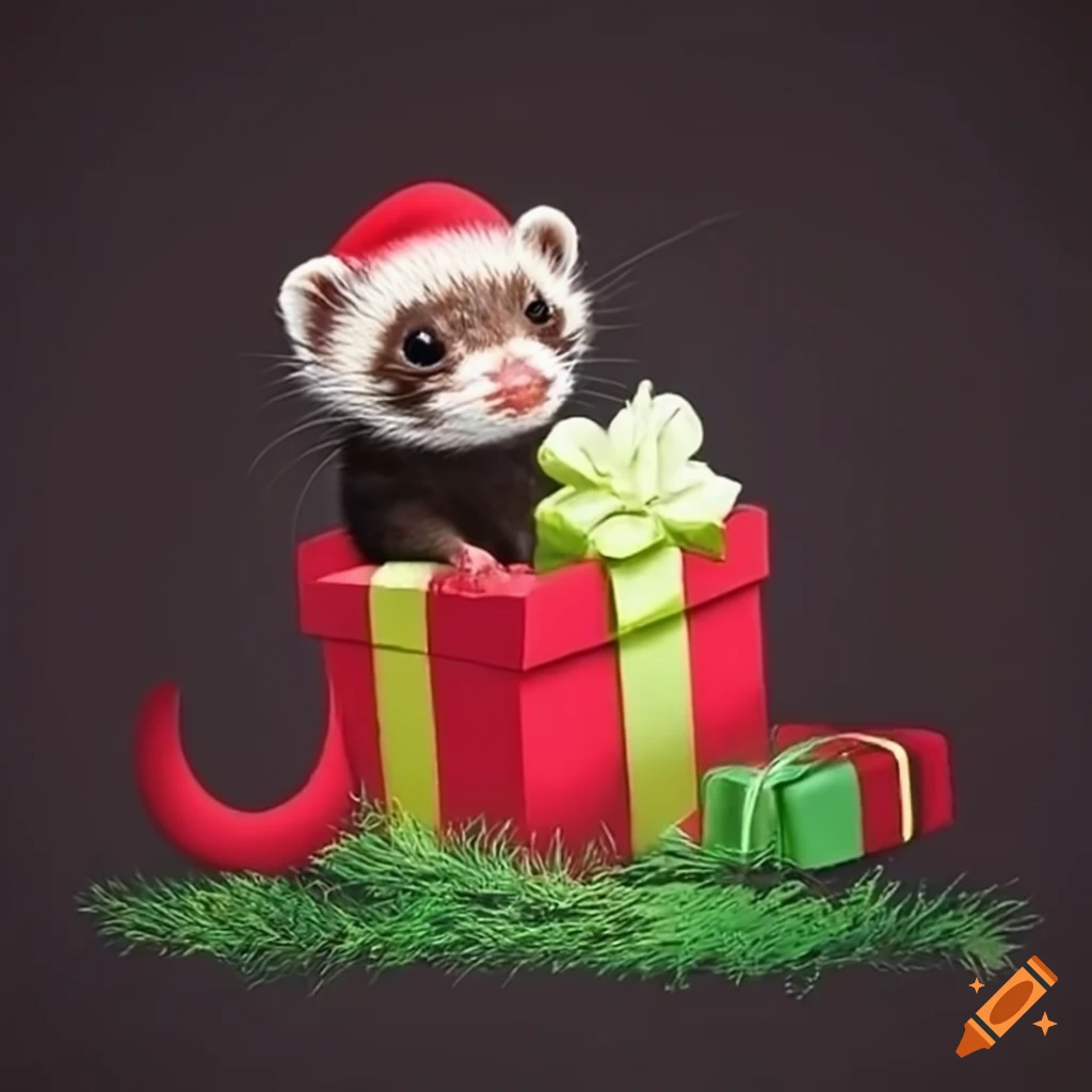 Ferret Opening A Christmas Present