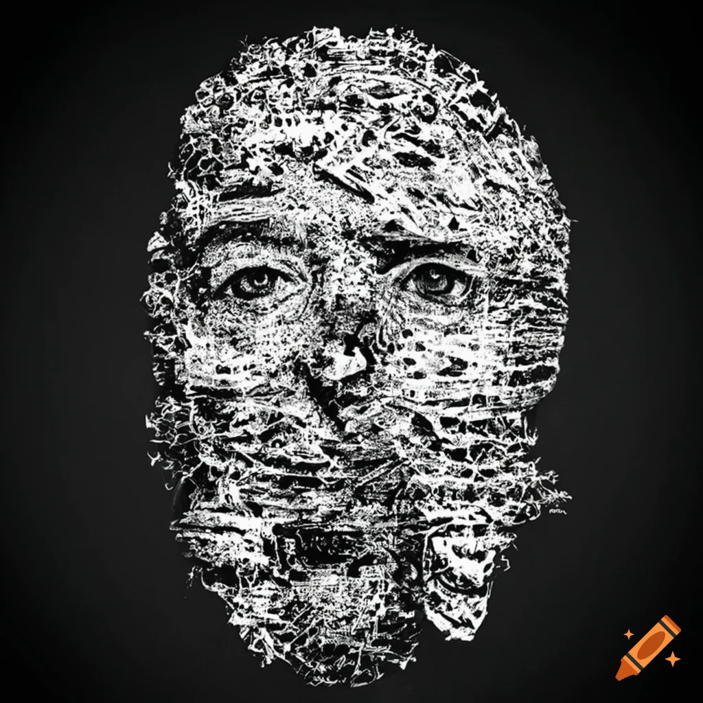 Artwork of a face made out of famous quote on Craiyon