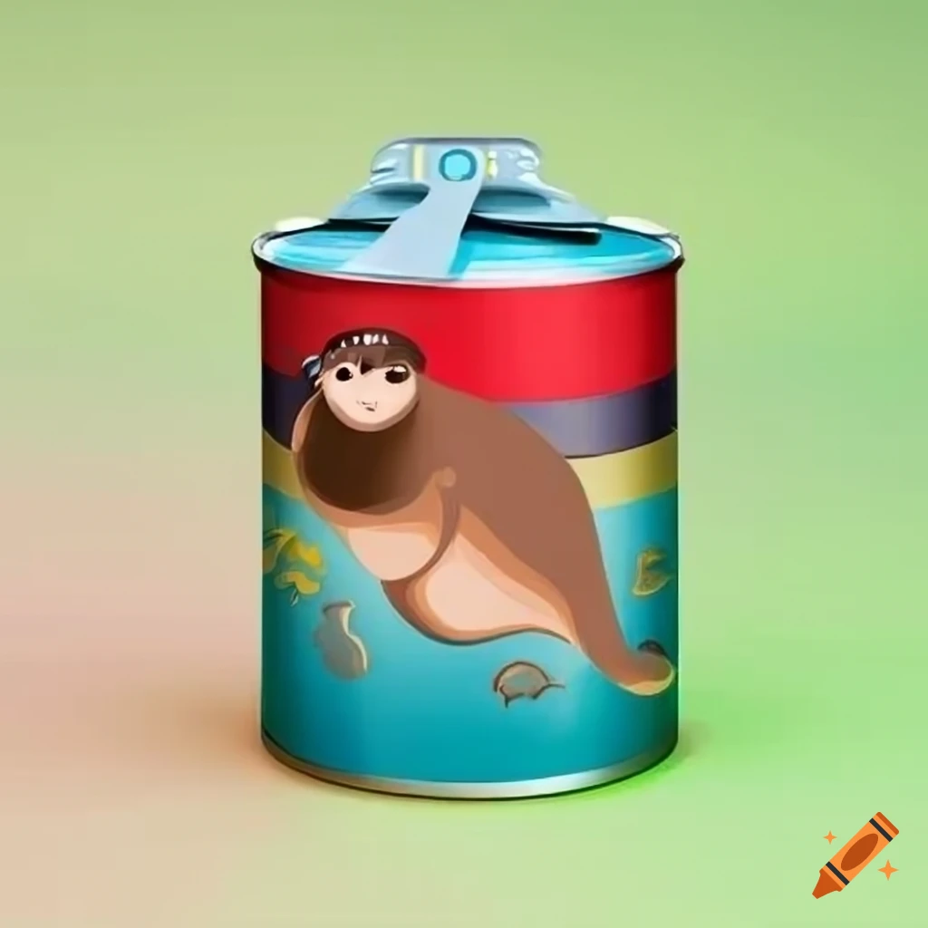 Korean-style food cans with a cute otter on the label