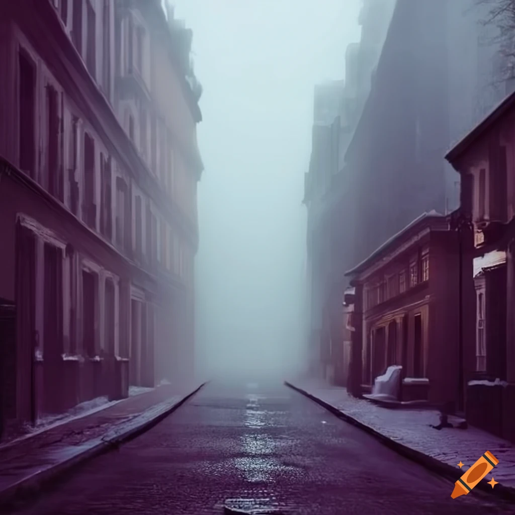 street covered in fog