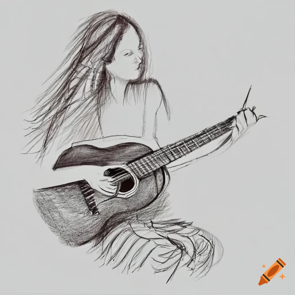 How to draw A Girl Wearing Guitar||Pencil Sketch for Beginners||Easy girl  drawing with guitar - YouTube