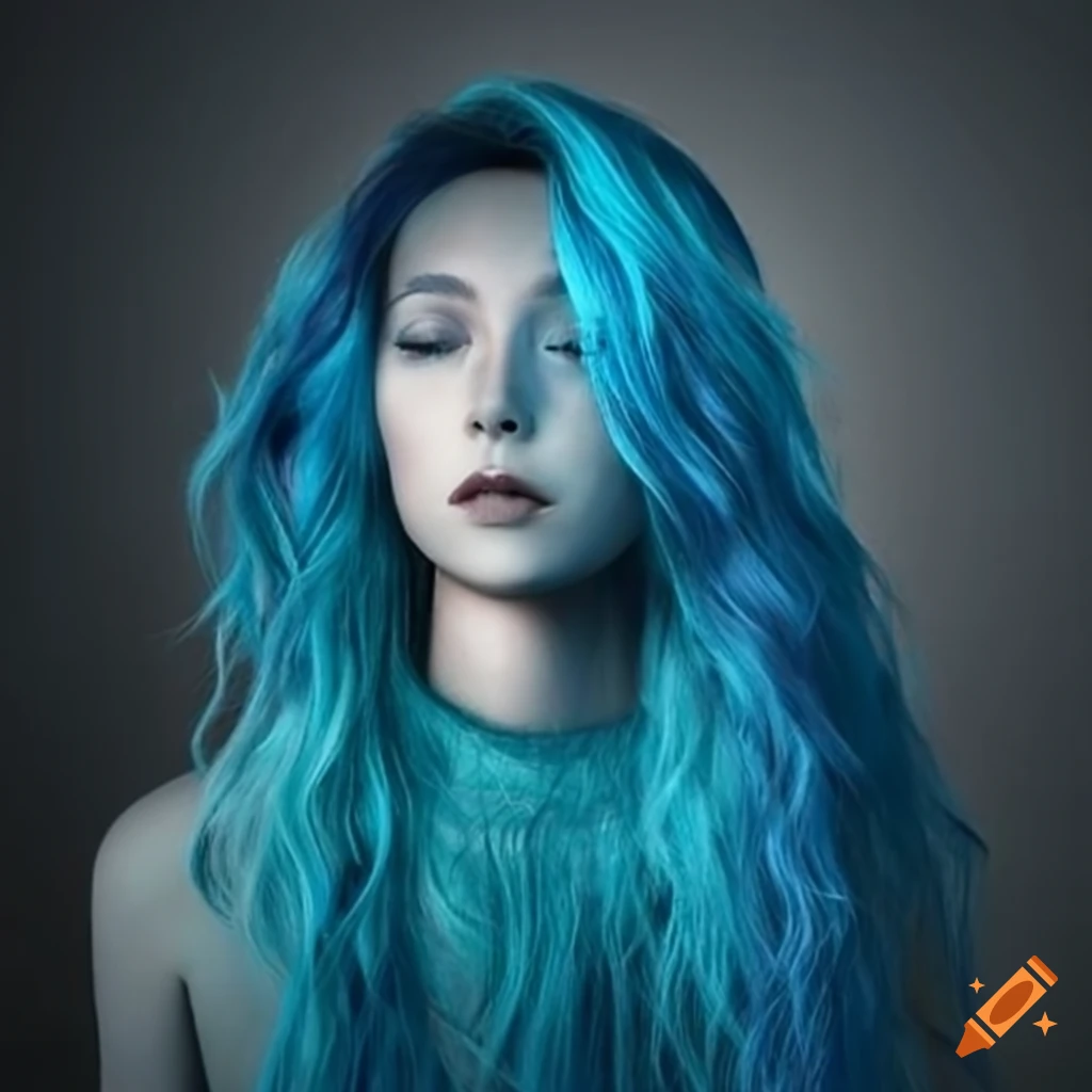 Woman with blue hair