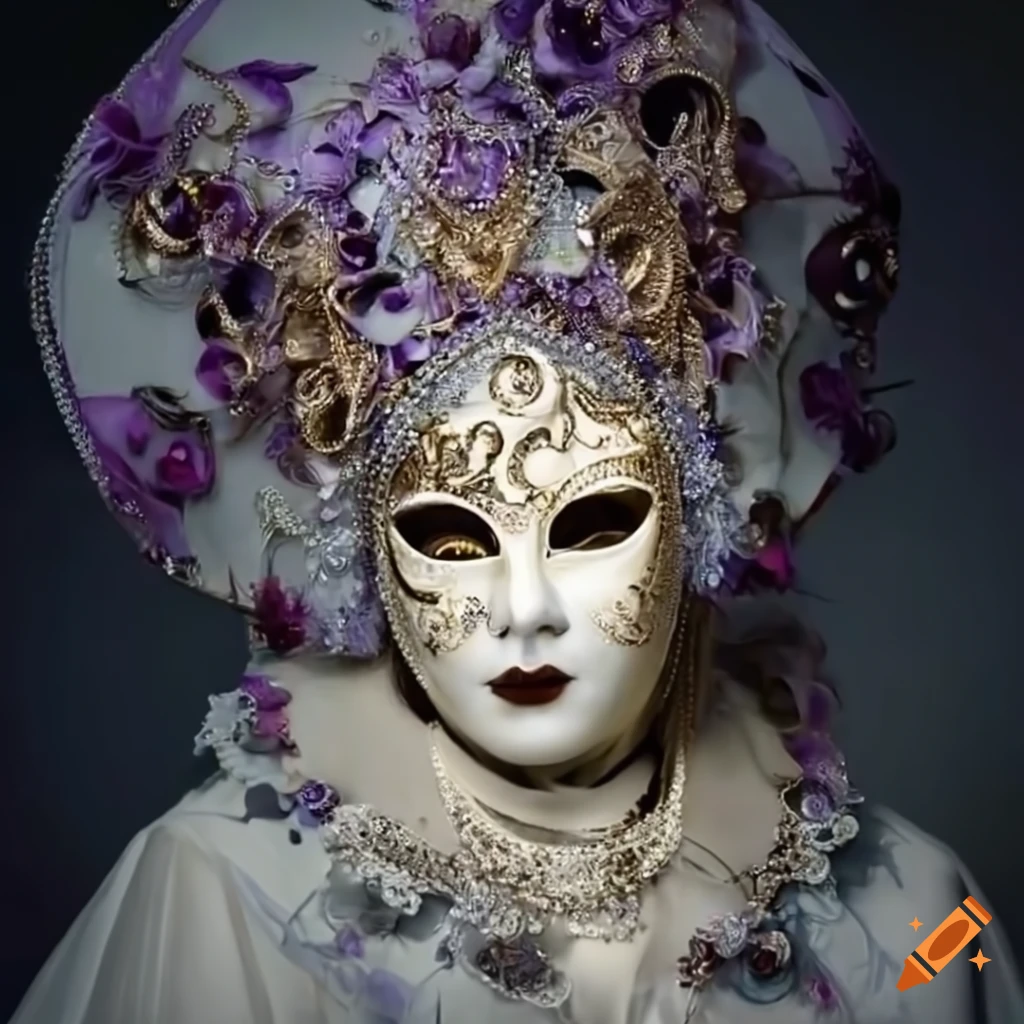 Woman in costume and half mask at venice carnival