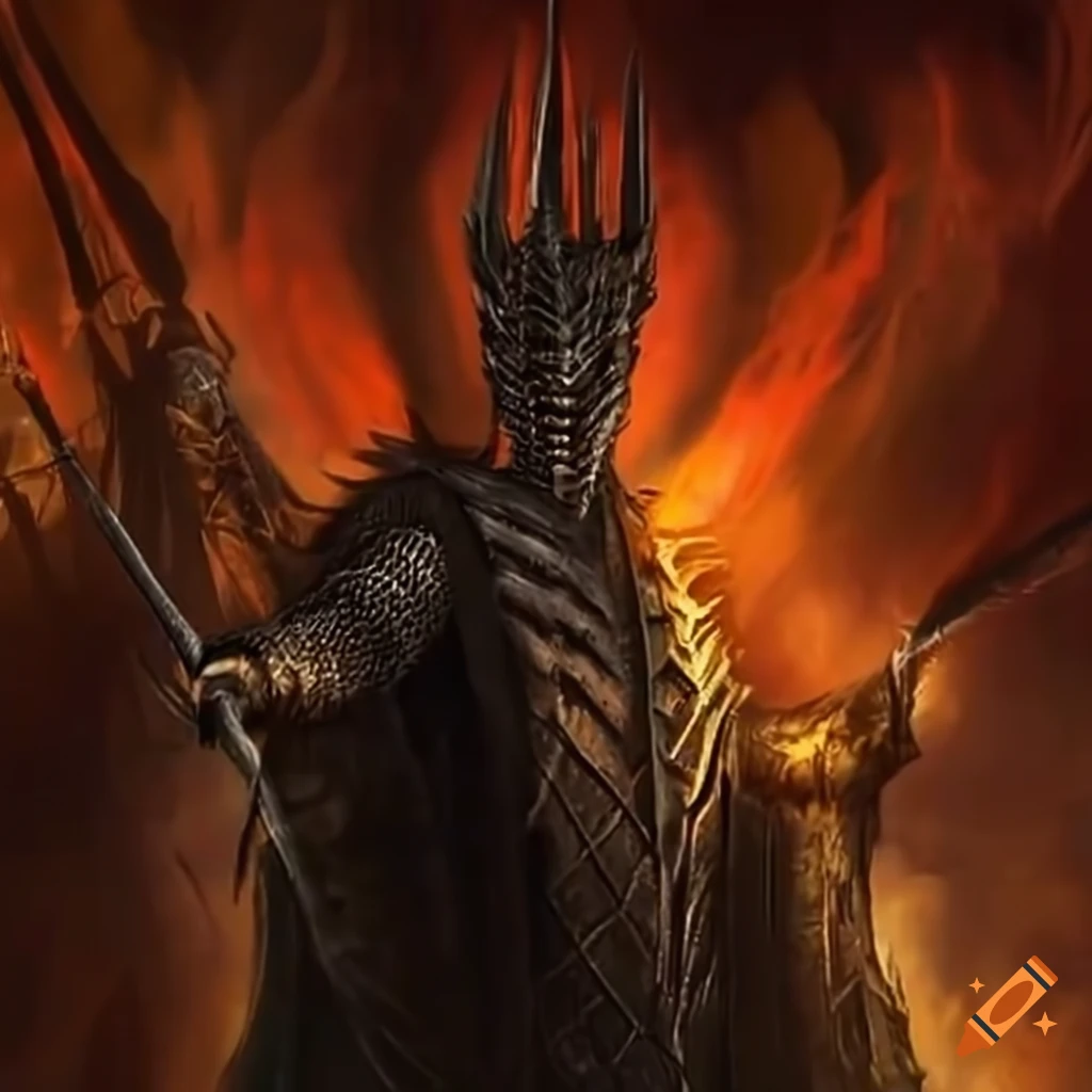 Digital art of sauron holding the one ring on Craiyon