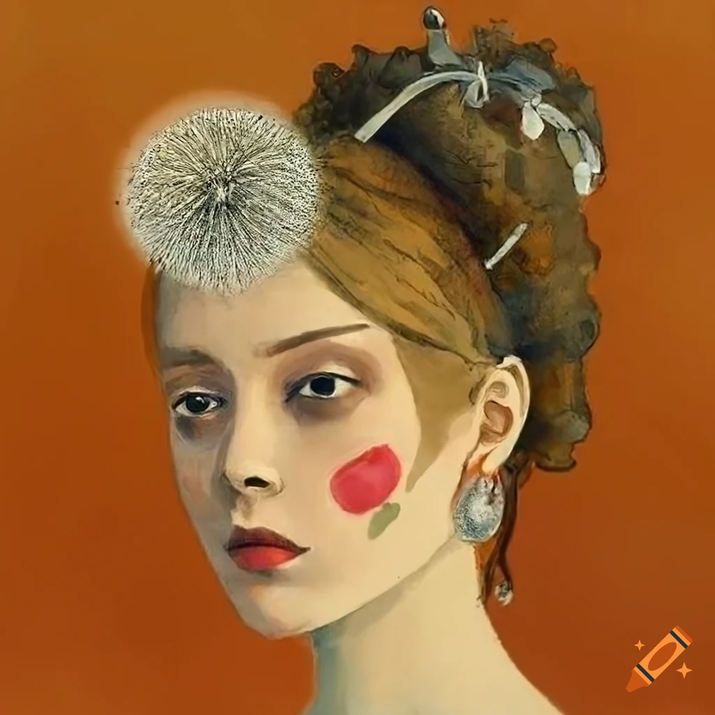 Portrait of a woman with dandelion earrings on Craiyon