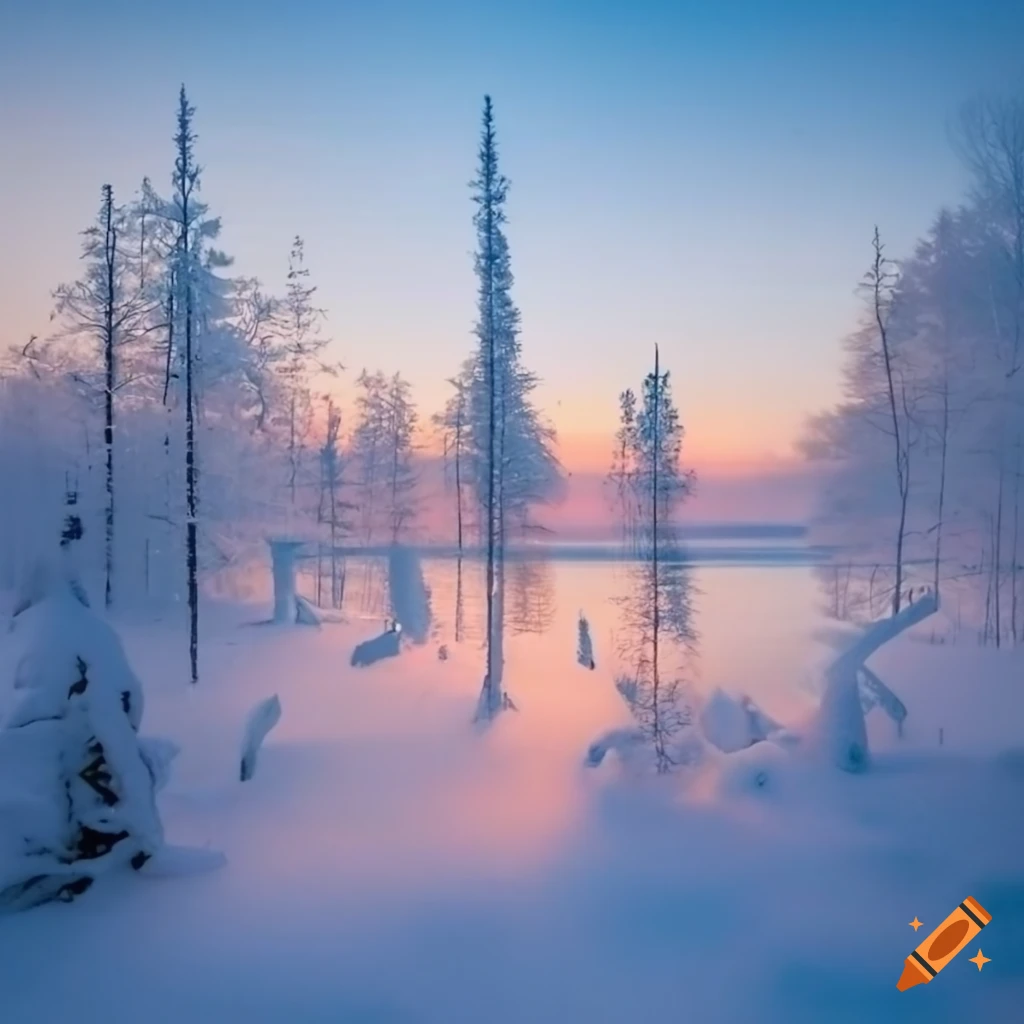 Winter landscape in finland on Craiyon