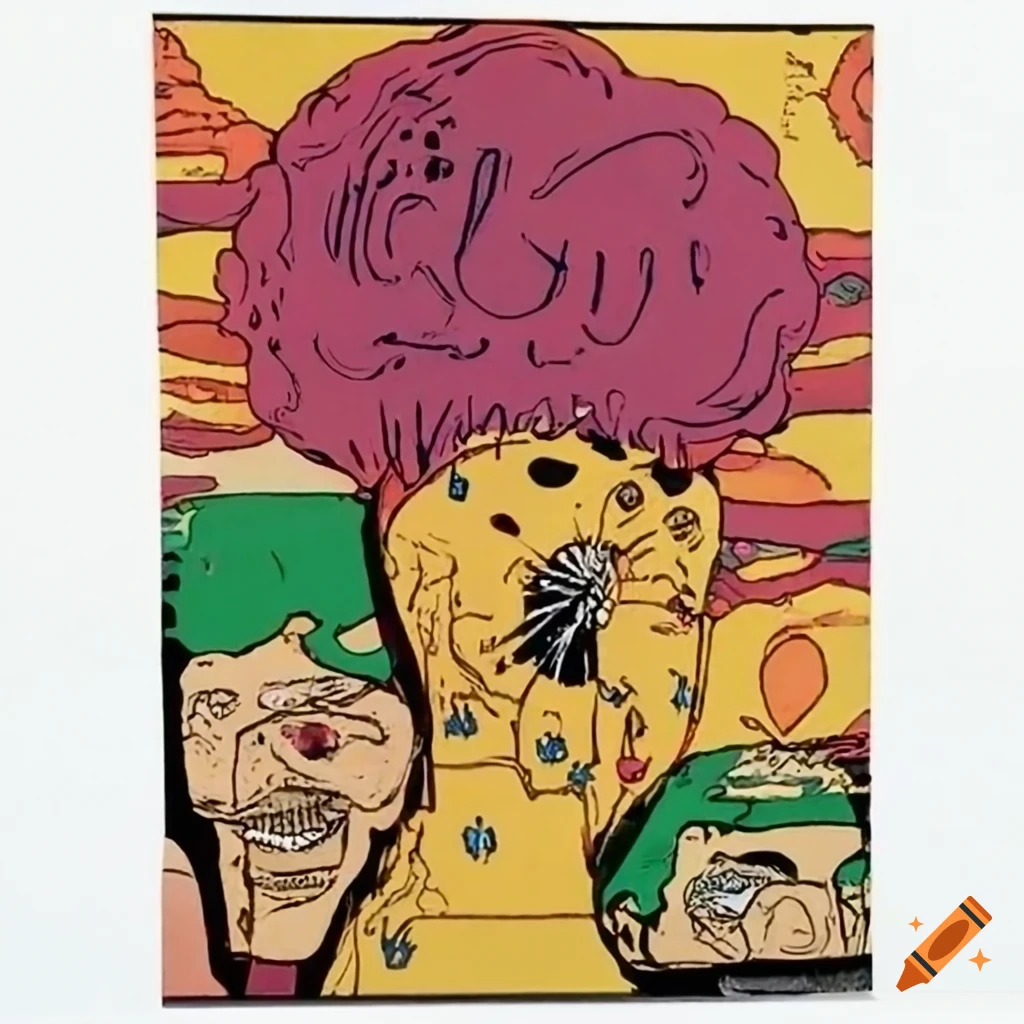screen printed image of a 70s bum