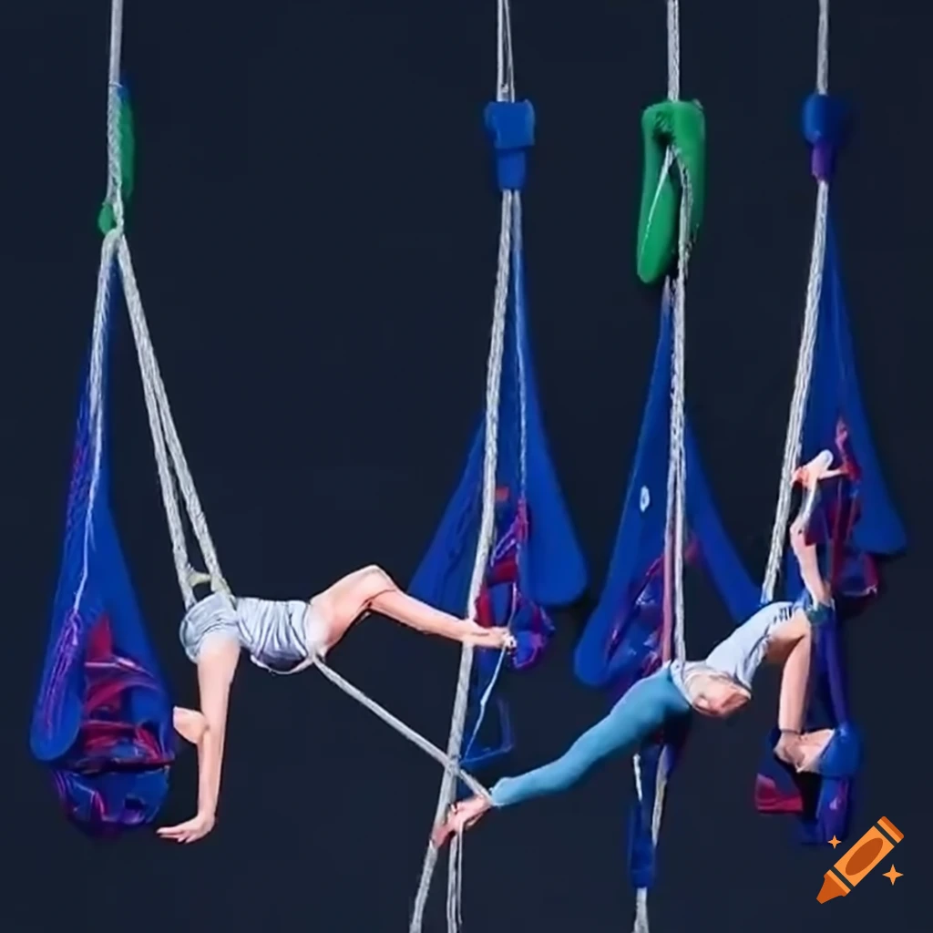 Circus ensemble performing in zero gravity on Craiyon