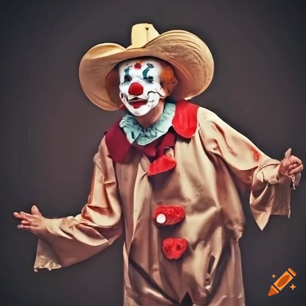 vintage photo of a rodeo clown performing tricks