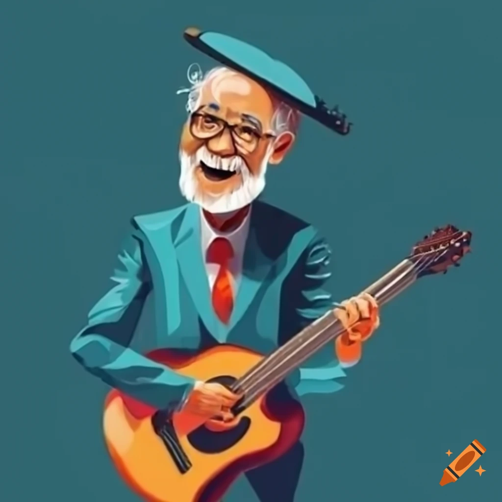 Elderly Man Playing Guitar With A Hat On Craiyon