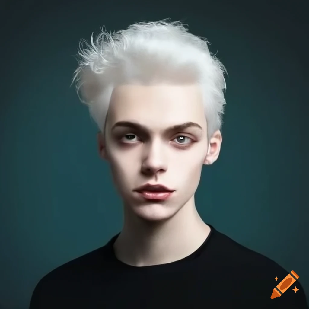 Platinum-haired handsome young man portrait