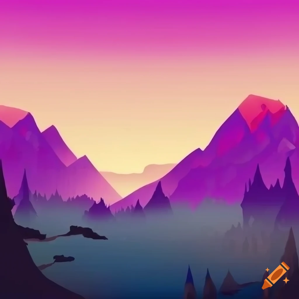 2D mountain background for game design