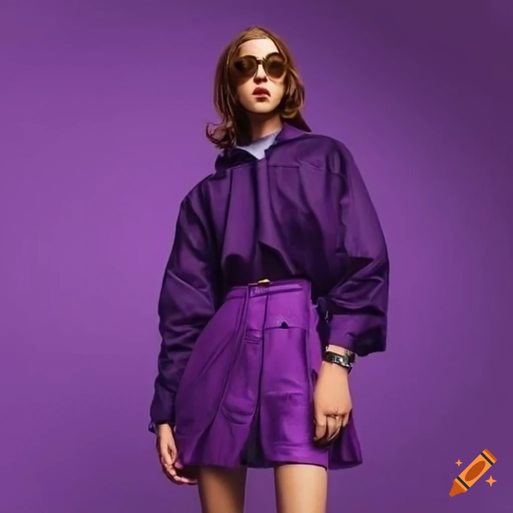 deep purple streetwear outfit with a retro twist