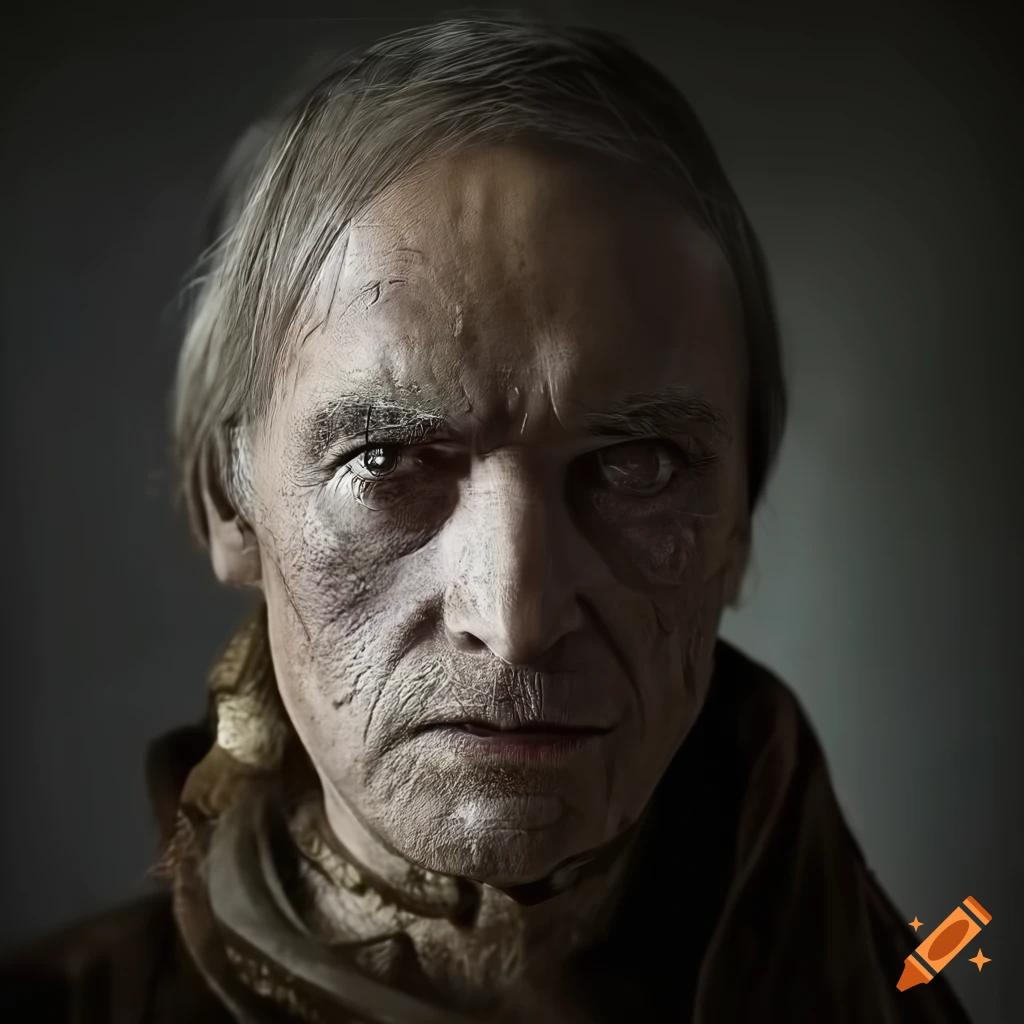 Portrait of a dark-eyed medieval man