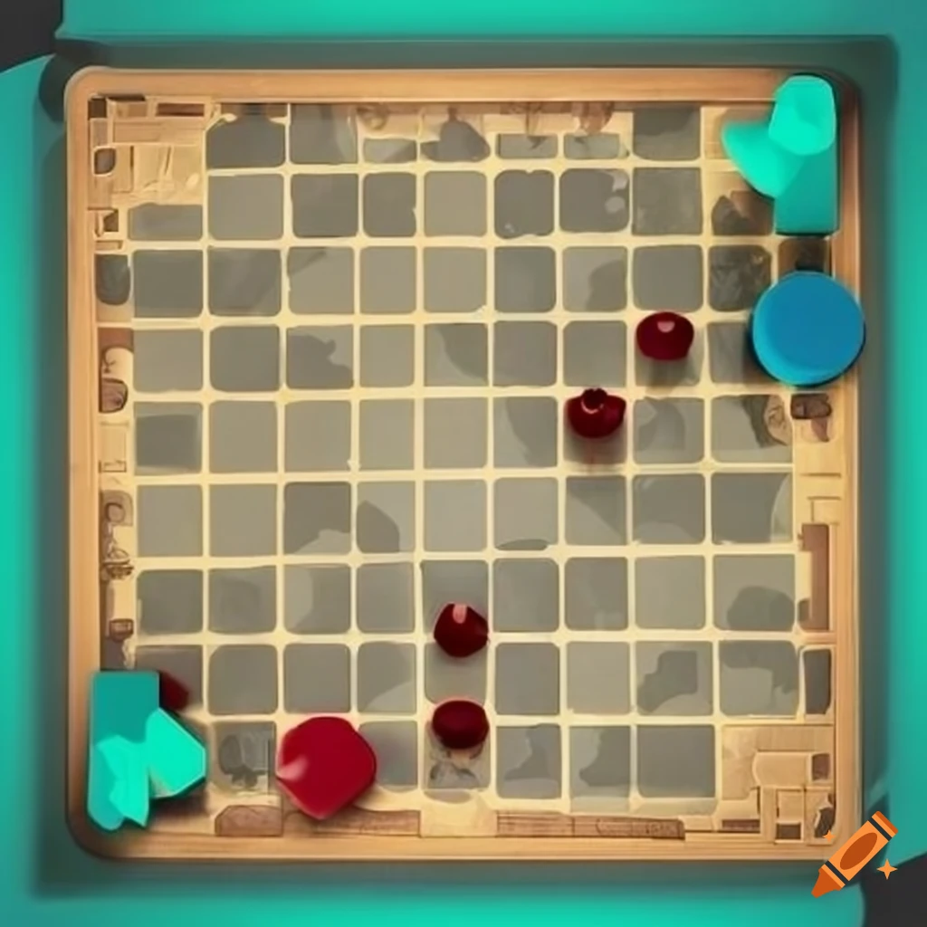 Board game with pieces on Craiyon