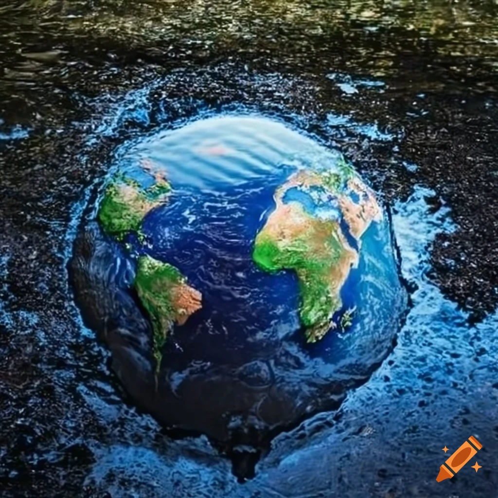 reflection of earth in a puddle