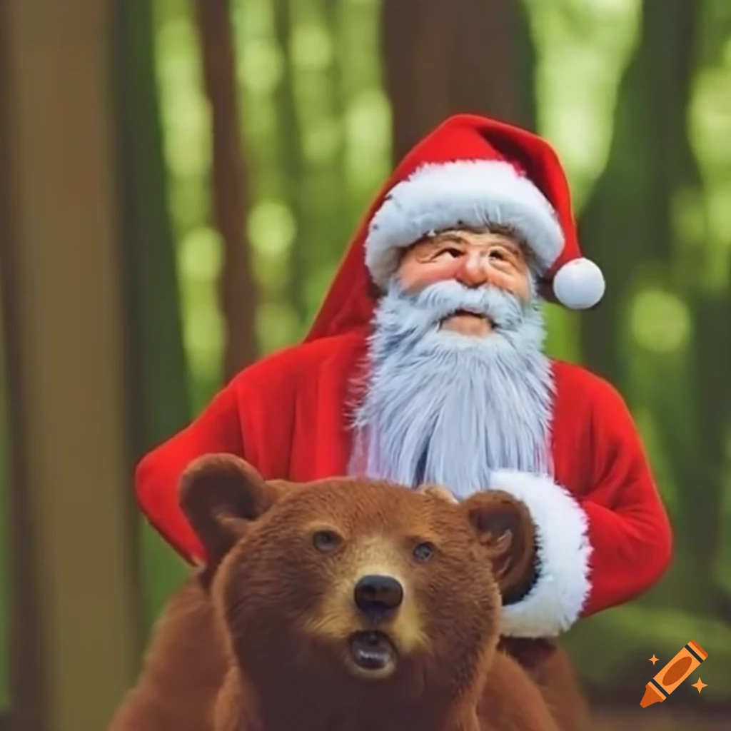 funny-santa-claus-riding-a-bear-in-the-forest-on-craiyon