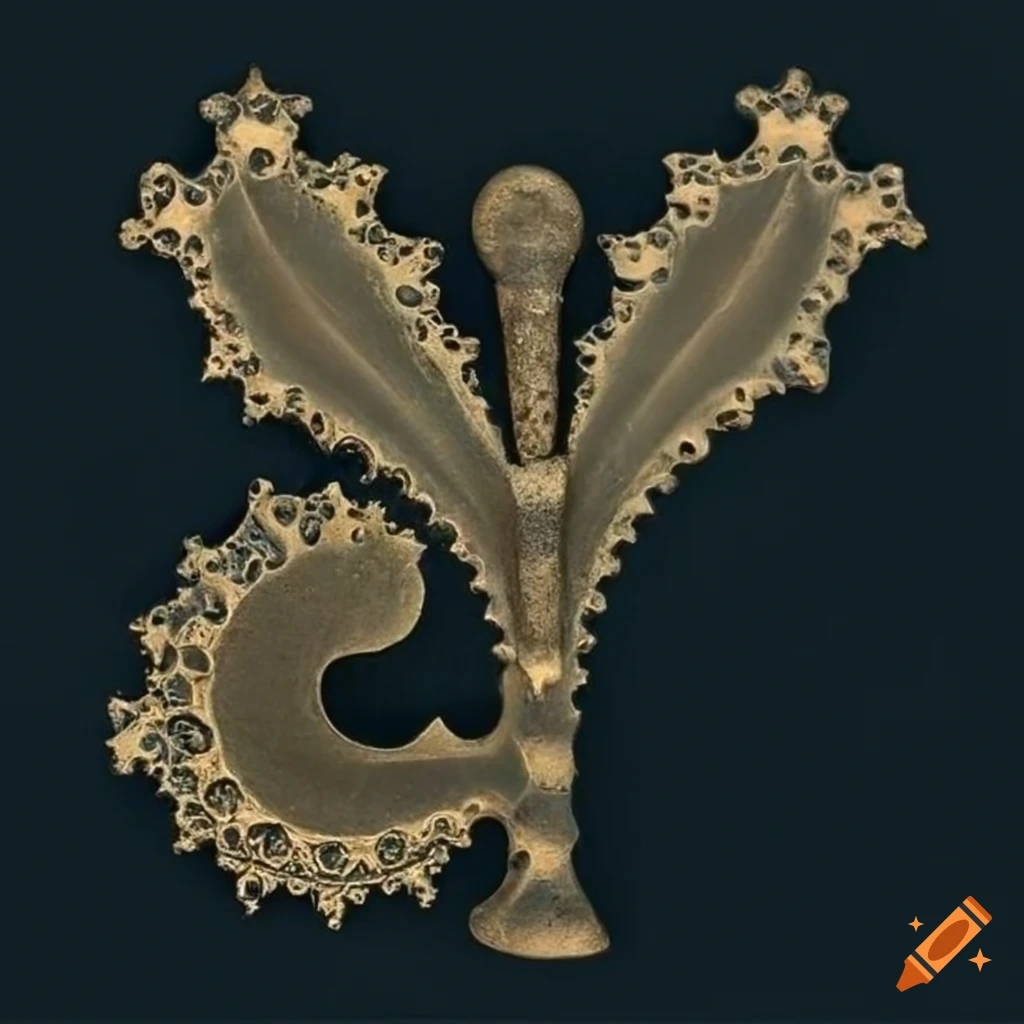 digital art of a corroded bronze butterfly axe