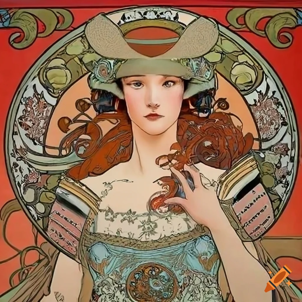 Samuraiinspired artwork by alphonse mucha on Craiyon