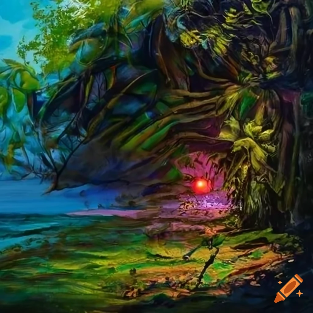 Painting of hawaii inspired by bill sienkiewicz on Craiyon