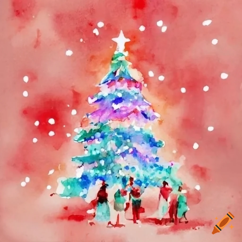 Festive Watercolor Christmas Card In France