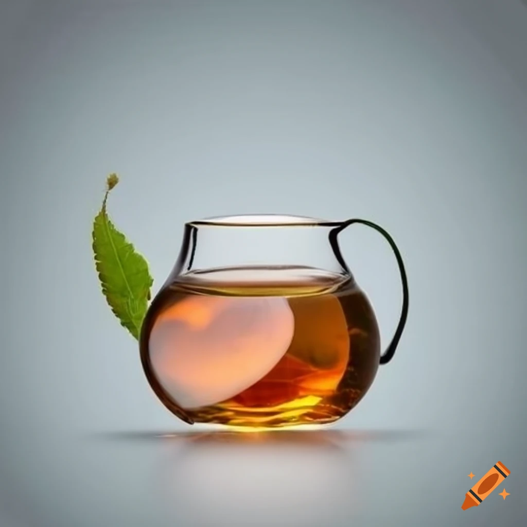 Glass of tea with a leaf inside on Craiyon