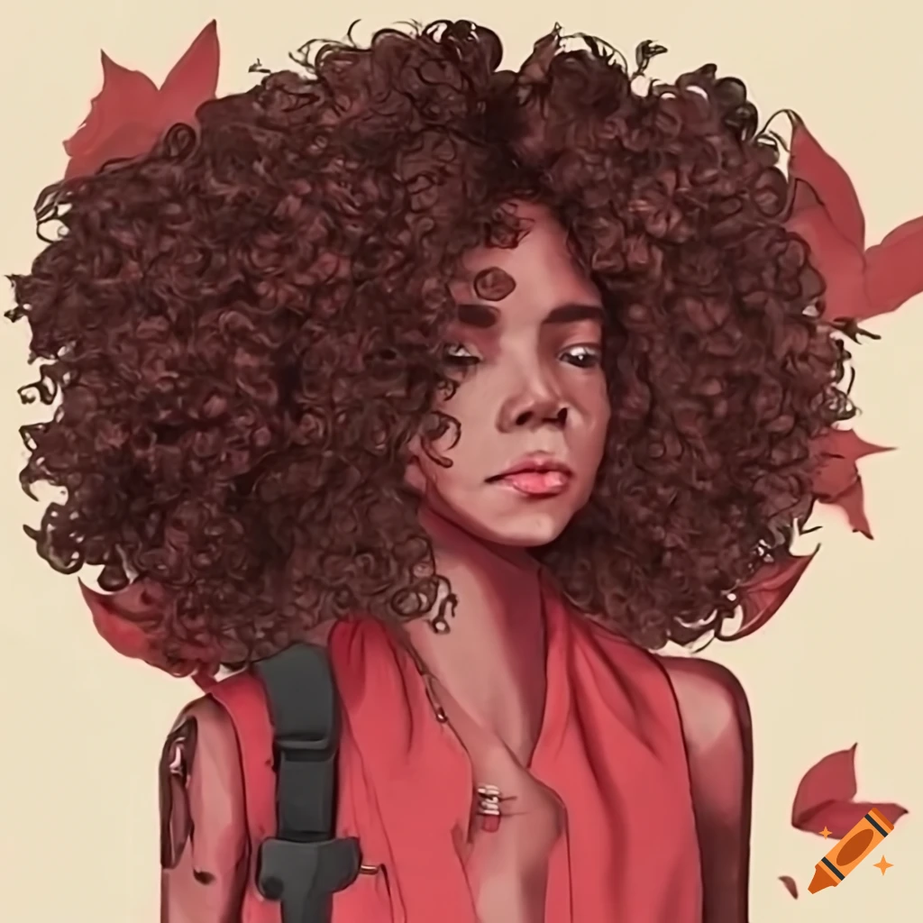 image of a young black woman with curly hair and red clothes