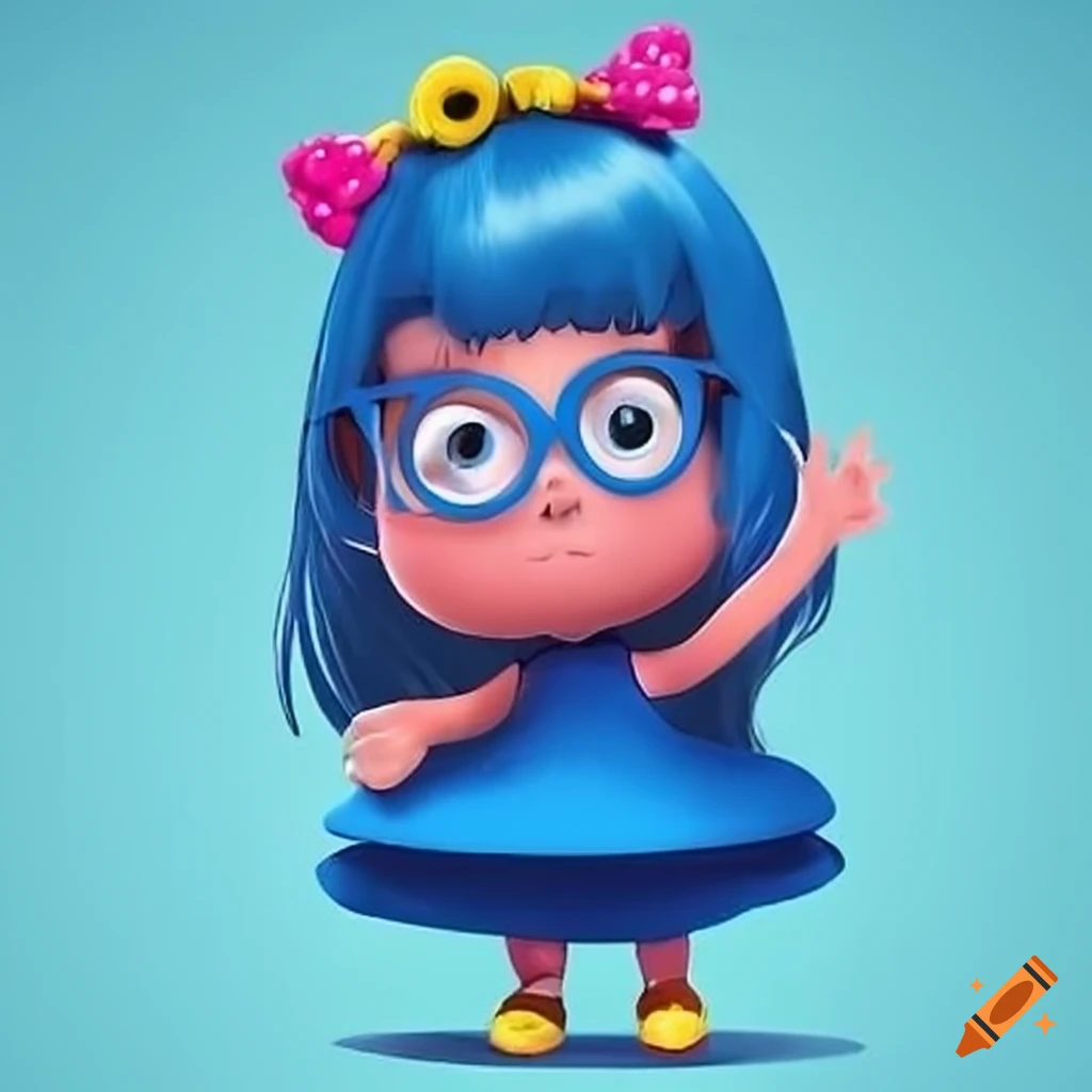 Blue little miss character illustration on Craiyon