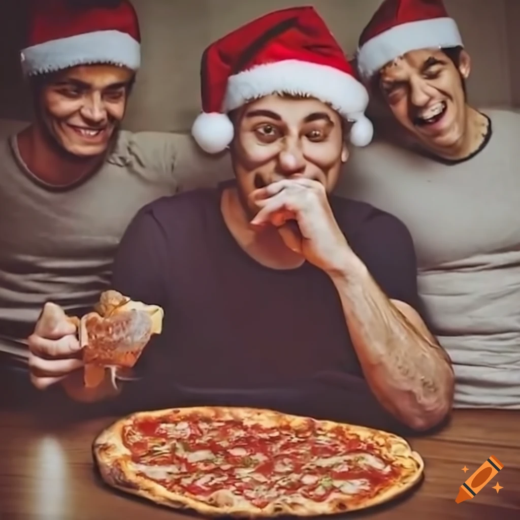 four-men-singing-about-pizza-for-christmas-on-craiyon