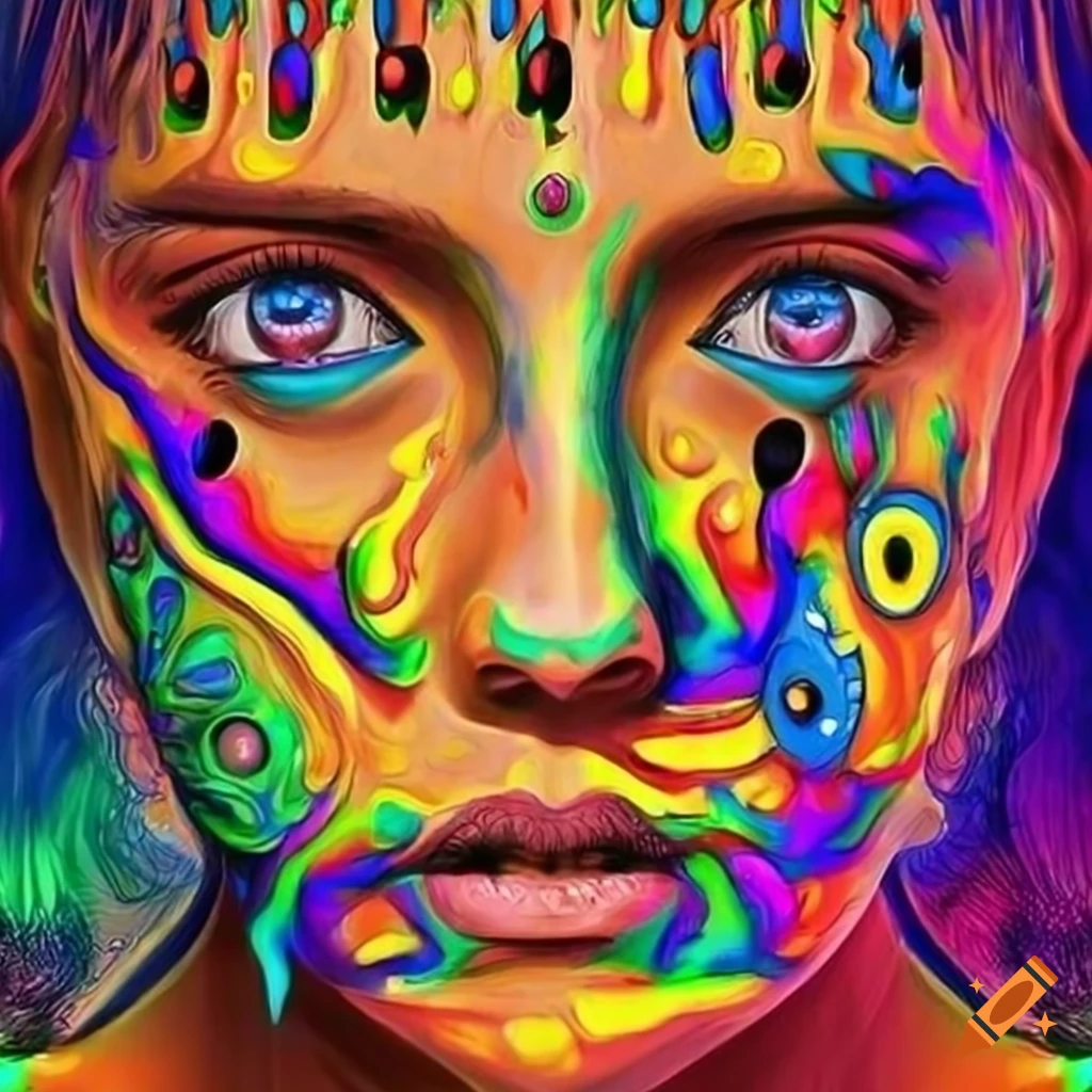 psychedelic art of a concerned and frustrated face