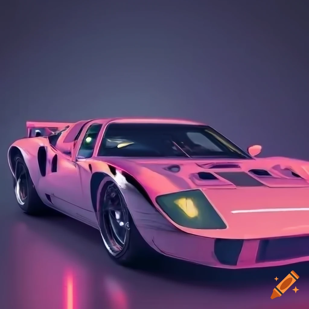 8k render of a retro sports car with neon lights