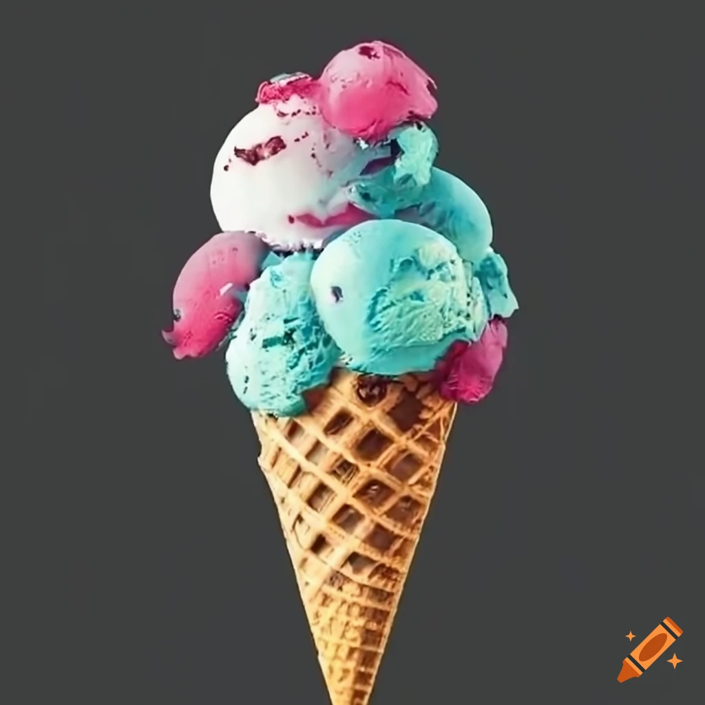 Delicious ice cream cone on Craiyon