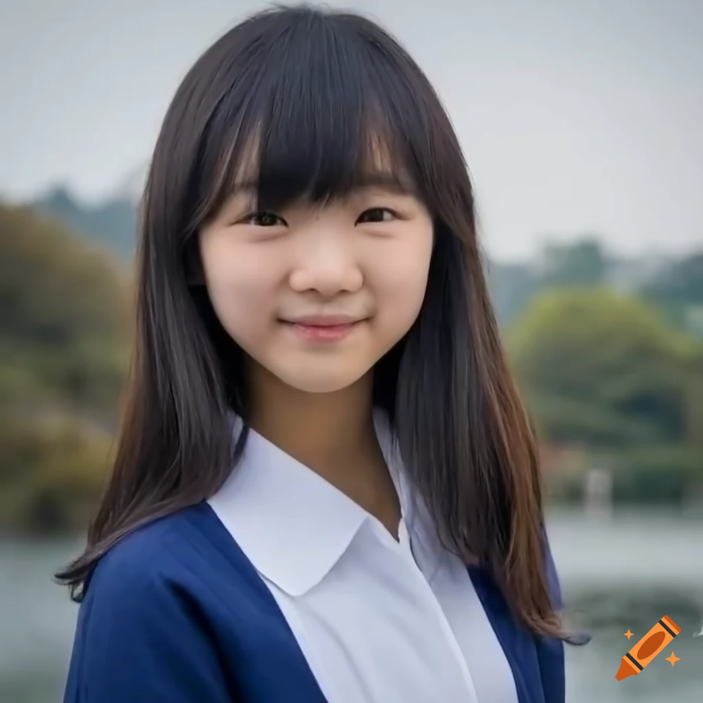 Portrait of a japanese girl with a school uniform