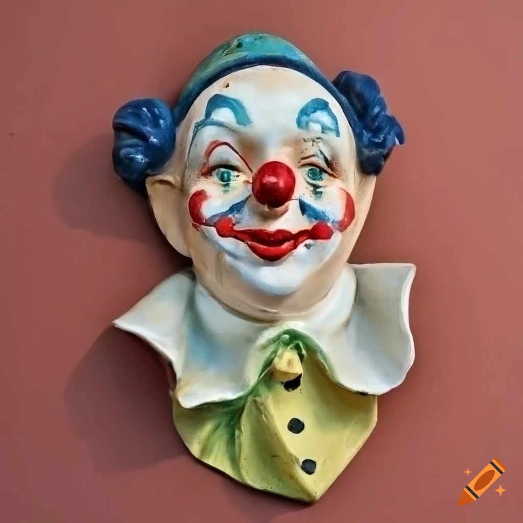 Vintage Plaster Circus Clown Wall Hanging