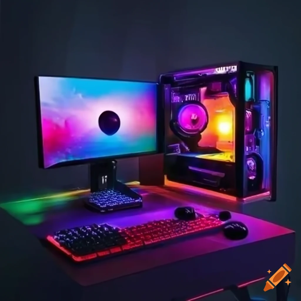 Gaming setup on a desktop